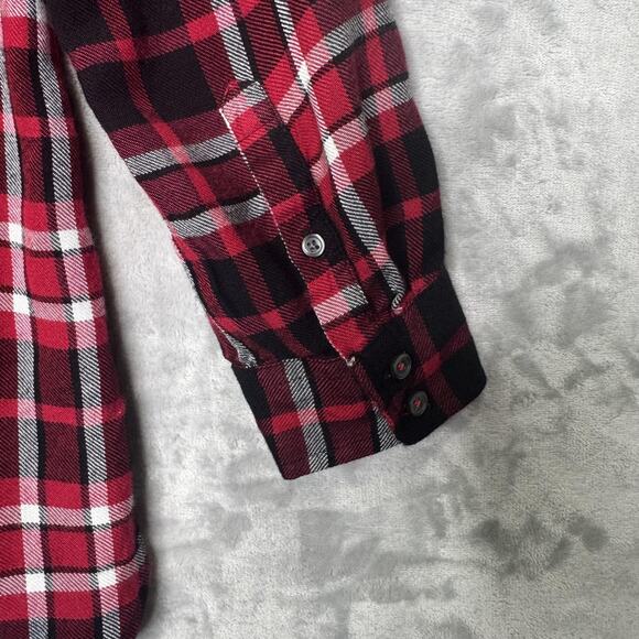 Talbots Shirt Womens Medium Petite Red Black Plaid Button Down Long Sleeve Top - Picture 8 of 8